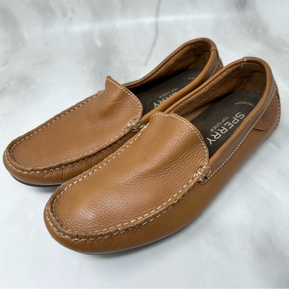 Sperry Top-Sider Brown Pebbled Leather Slip On Loafers Mens 8 main image 4